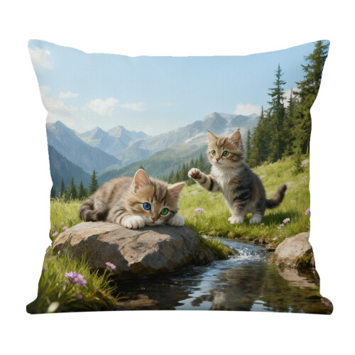 Julepudebetræk med katteprint 45x45 cm