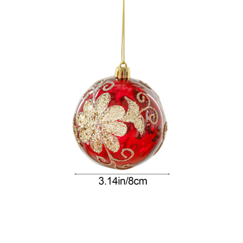 Julekugleophæng rød lysende guld glitter 8 cm 2