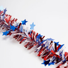 Taplcvy-Red White Blue Star Tinsel Garland – Patriotic Party Decoration for Independence Day, Holiday Events & Home Decor