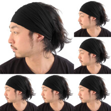 Solid Color Stretch Headband Japanese Style,Comfortable Lightweight Head Wraps Elastic Bandana,Workout Headband for Men and Women Black 9pcs
