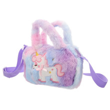 Crossbody Bag Unicorn Plush Handbag Violet 1Pack Durable Zipper for Family Travel