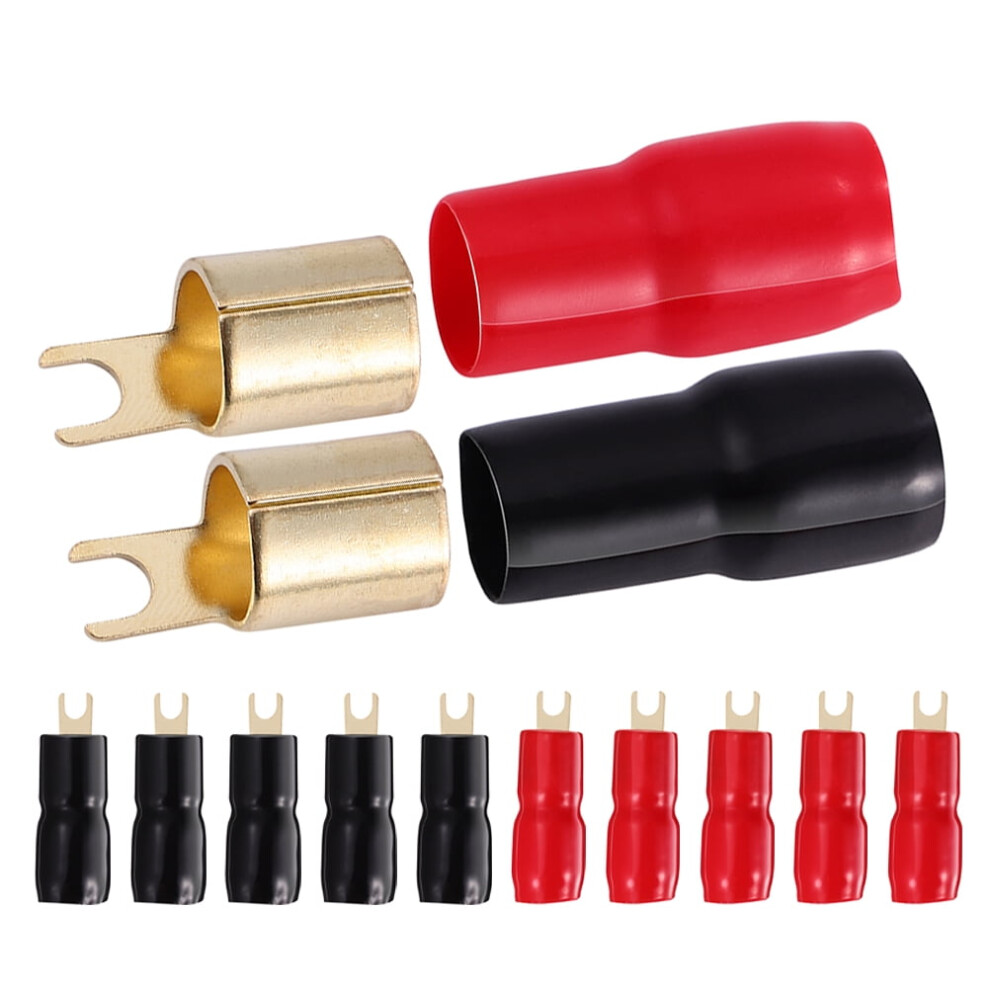 6 Pairs Brass Fork Spade Terminal Connectors For Amplifier Wire Secure Audio Wiring And Electrical Connections 9329345252808
