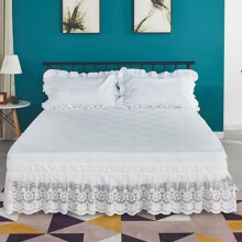 Bedrok met kanten rand en elastiek, wit, 78x39 inch, 1 stuk