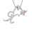 Pink Heart Diamond Initial Pendant Necklace A-Z 1