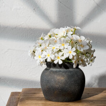 Ceramic Wide-Mouth Lace Vase, 5.1" Rustic Farmhouse Pottery – Small Terracotta Vase for Home, Table, Living Room, Bathroom, Shelf, Wedding Decor