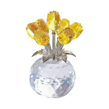 Gelbe Kristallrosenfigur mit Vase, 3 x 1,5 x 4,1 Zoll