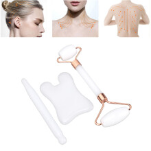3-teiliges Gua Sha-Gesichts-Tool-Set weißer Jadestein