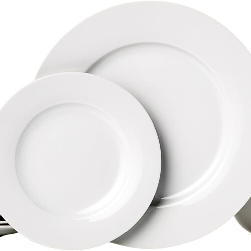 White Kitchen Dinnerware Set for 6, 18-Piece, Microwave and 1