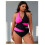Plus Size One Piece Swimsuit Tummy Control Color Block 1