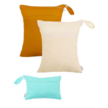 Bolsa impermeable 3 en 1 YANTONGBABY para pañales de tela, trajes de baño y ropa mojada – Reutilizable, dos bolsillos con cremallera, 3L (S/M/L)