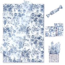 Floral tissue paper blue white 120 sheets 14 x 20 inch