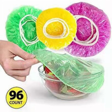 96 couvercles élastiques réutilisables pour la conservation des aliments – Couvercles translucides pour bols, alternative parfaite au papier