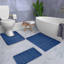 Ensemble de 3 tapis de salle de bain (40x60cm, 50x80cm, 40x50cm en forme de U), absorbants et antidérapants, tapis matelassés unis