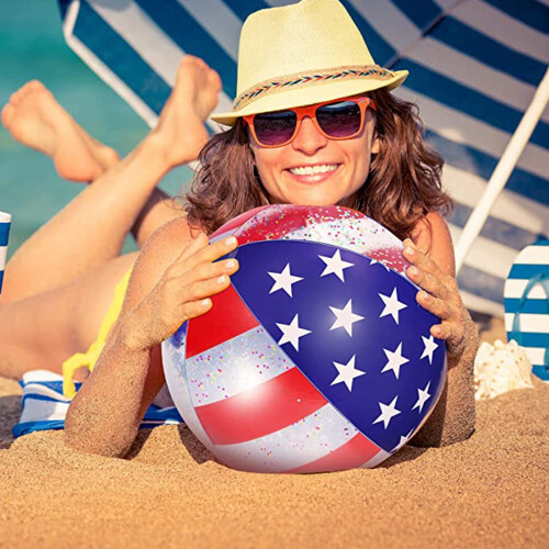 Bola de praia patriótica com a bandeira americana, 91 cm (36 polegadas) 1