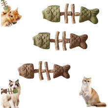 Pastilla dental para gatos Purrident con forma de espina de pescado y hierba gatera (60 unidades)