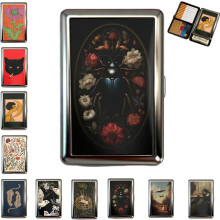 Vintage-Kartenetui und Geldscheinfach aus Metall – RFID-Schutz, schlankes Art-déco-Geldbörsen-Design mit sicherem Druckknopfverschluss,
