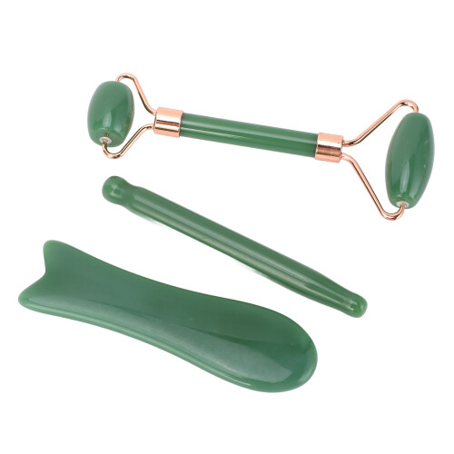 Jadestone grüner Roller Gua Sha-Set – Doppelköpfe 2