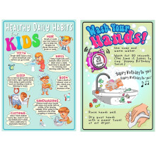 Affiche sur les bonnes habitudes quotidiennes pour les enfants, avec l'inscription « Lavez-vous les mains », décoration pour l'école primaire, le