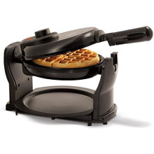 Gofrera clásica giratoria belga con placas antiadherentes, bandeja recogegotas extraíble, control de tostado ajustable y asas de tacto frío, color