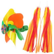 Colorful Plastic Bike Pinwheel and Tassel Set for Kids Handlebar Decorations Assorted Color