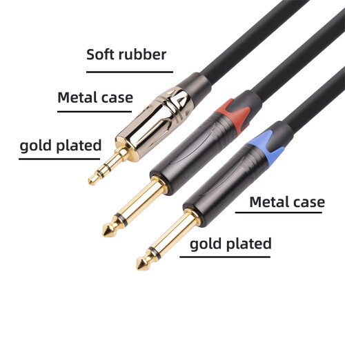 Καλώδιο Jack 3.5mm σε διπλό καλώδιο 6.35mm Aux Cable2Mono6.5Jack σε 3.5Malce για μίξη ενισχυτή 1