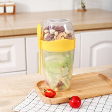 Saladier isotherme étanche avec compartiment à vinaigrette et cuillère, double paroi, grande capacité pour les repas à emporter, flocons