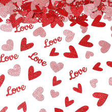 100 coriandoli a forma di cuore glitterati per San Valentino e la Festa della Mamma – Coriandoli di carta a forma di cuore rossi (compatibili con