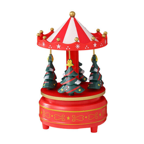 Hand-Cranked Rotating Christmas Tree Music Box with Clear