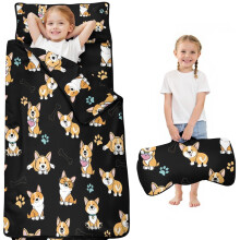 Cartoon Corgi Toddler Nap Mat with Carry Bag