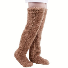 Calze da donna lunghe sopra il ginocchio, morbide e calde, perfette per l'inverno. Scaldamuscoli morbidi e confortevoli, calze in pile, ideali come