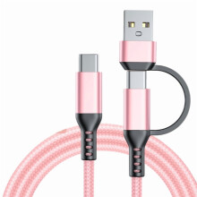 Cabo carregador USB-C de 1 metro de comprimento e alta velocidade, 60W, com design trançado em nylon.