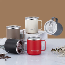 Mug de voyage isotherme noir en acier inoxydable noir, 414 ml (14 oz), couvercle en acier inoxydable, double paroi isolante et étanche