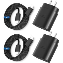 25W USB-C Wall Charger & 3FT Cable 2-Pack, Compatible with Samsung Galaxy S25/S24/S23/S22/S21 Ultra