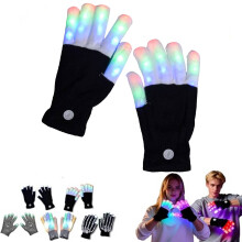 Light up Gloves Fingertips, 2026 LED Rave Glove, 7 Colors Light Show Lights up Finger Gloves for Gloving, Lighting(b)