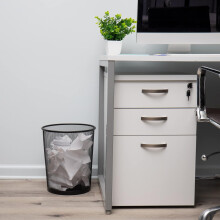 Set of 3 Metal Mesh Trash Bins – Round Waste Paper Baskets for Office, 11.5" L x 11.5" W x 13.75" H, Black