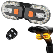 USB-rechargeable bike tail light with turn signal, 5 modes, split rear lights, cyclist safety warning—compatible with standard bike mounts