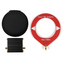 Donut Loop-Antenne, Breitbandantenne 10 KHz-180 MHz mit Niederimpedanzkonverter für Radio, Walkie-Talkie, SDR, Rot