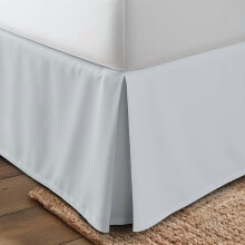 Queen Bed Skirt – Soft Quadruple Pleated Ruffle, 16" Drop, Hotel Quality, Shrink & Fade Resistant, Light Grey