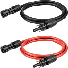 8 AWG Solar Extension Cable (3FT Black + 3FT Red), Tinned Copper, Male-to-Female, Compatible with Solar Panels, RV, Boat, Automotive