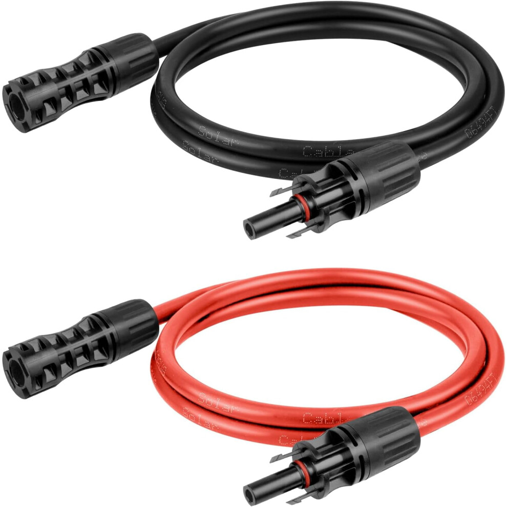 8 Awg Solar Extension Cable (3Ft Black + 3Ft Red), Tinned Copper, Male-To-Female, Compatible With Solar Panels, Rv, Boat, Automotive 9422877898107