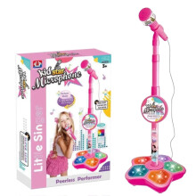 2026 New 5-in-1 Karaoke Microphone Toy with Stand, Bluetooth, Adjustable Height, Lights & Music – Pink, Compatible with iOS/Android