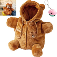 Sac à dos pour chien en forme d'ours en peluche avec clip pour harnais et pliable