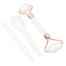 Jadestone Double Head Gua Sha Facial Roller Skin Care Set White