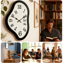 Melting Wall Clock Hanging Clock Decorative Gift Modern Bathroom Quiet Watch for Classroom Housewarming Family Friends