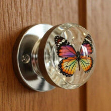 Nature-Inspired Transparent Crystal Glass Doorknob with Animal Design, Compatible with Interior Doors