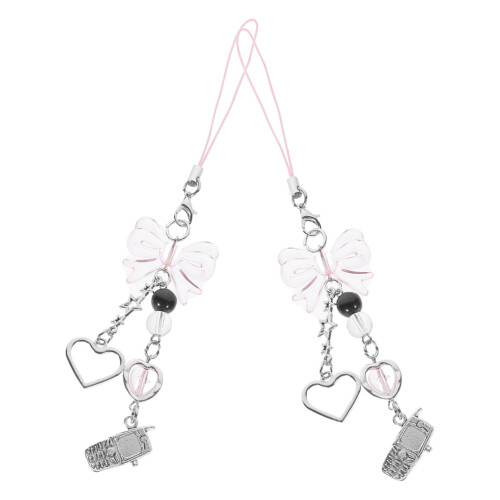 KALLORY lyserøde sløjfe-mobilcharms (polyester, 2-pak)