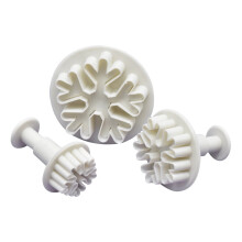 ELAYARD 3Pcs White Snowflake Embossing Molds Fondant Cookie Cutters Food Grade