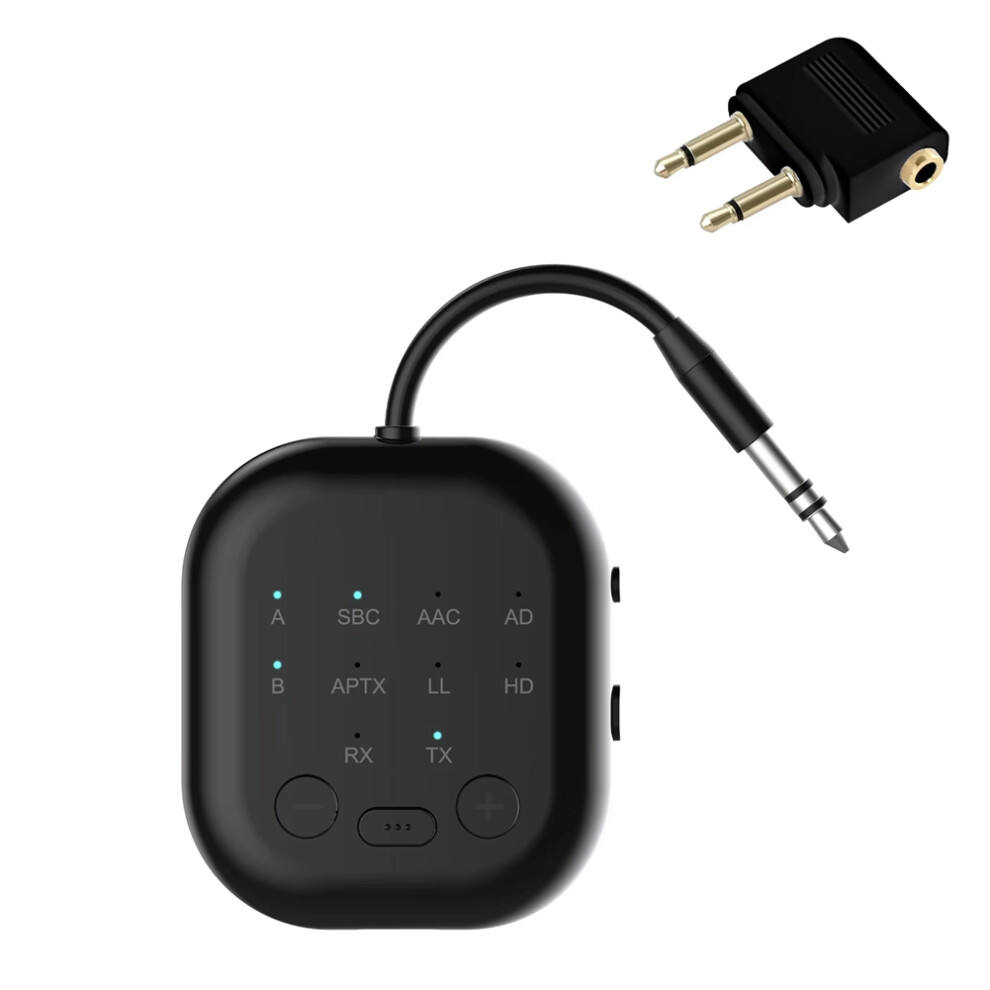 5.3 Transceiver Aptx-Adaptive High-Definition Low Latency Wireless Audio Adapter For Airplanes/Tv/Car Black 6033176547875