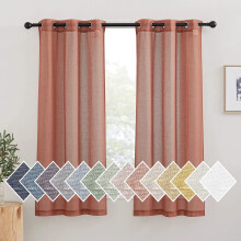 Rideaux en lin mélangé orange brûlé, 63 x 36 po, 2 pièces à œillets