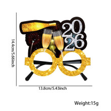 (Style J) 2026 New Year Black Gold Glasses New Year's Eve Theme Party Decoration Glasses Frame Christmas Gift